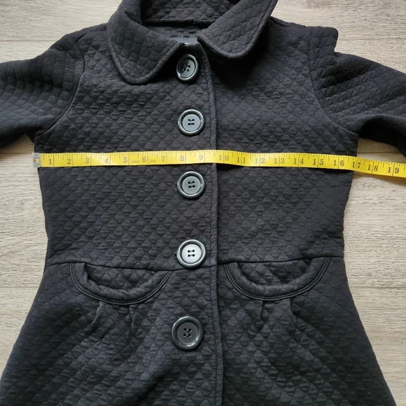Sugarfly Black Quilted Coat Button Womens Small Fall Jacket Cotton - Picture 10 of 11